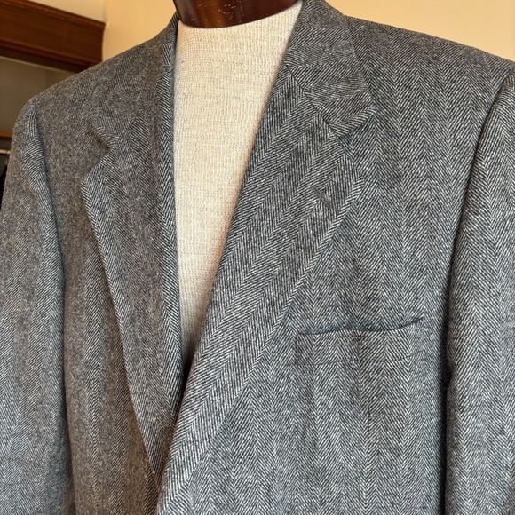 Bert Pulitzer Herringbone Wool Blazer Mens Sz 46R VTG Tweed Sport Coat Gray MINT - Picture 2 of 10